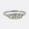 Art Deco 0.60 Carat Cushion-Cut Diamond Three-Stone Ring