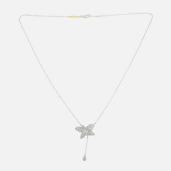 Boodles Pavé Diamond Butterfly Drop Necklace