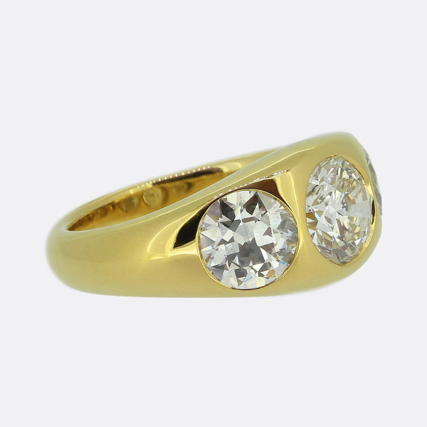 3.46 Carat Old Cut Diamond Three-Stone Ring