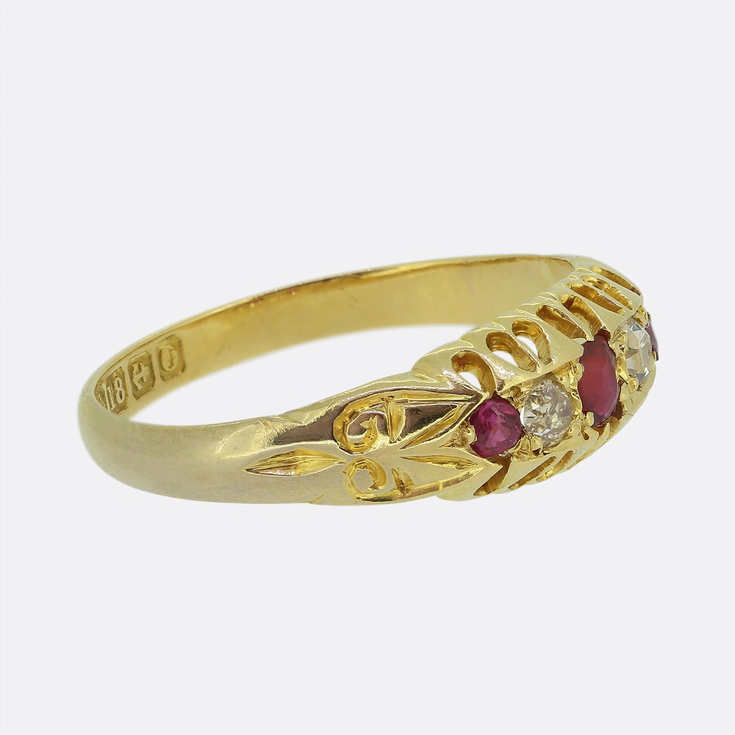 Victorian Ruby and Diamond Five-Stone Ring