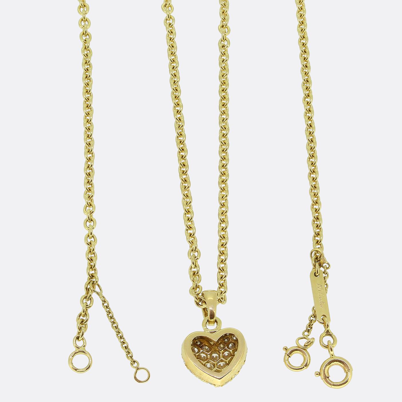 Cartier Pave Heart Pendant Necklace