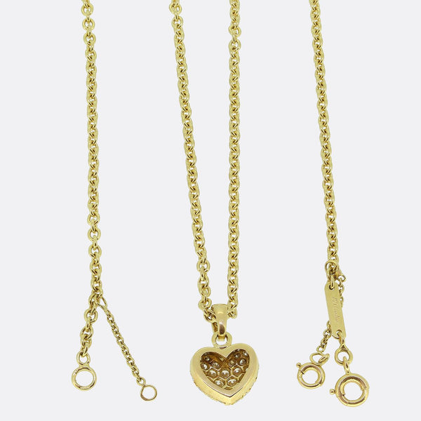 Cartier Pave Heart Pendant Necklace
