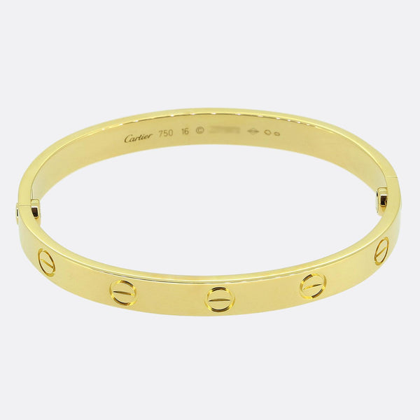 Cartier Classic Model LOVE Bangle Size 16