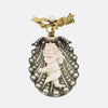 Antique Pearl and Cherub Drop Locket Brooch