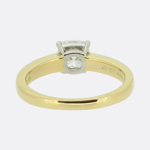 Asprey 0.87 Carat Cushion Cut Diamond Solitaire Engagement Ring
