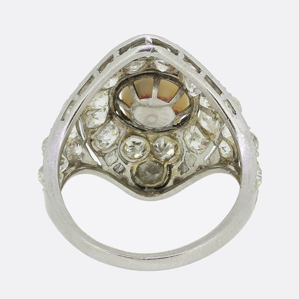 Antique Natural Pearl and Diamond Cluster Ring