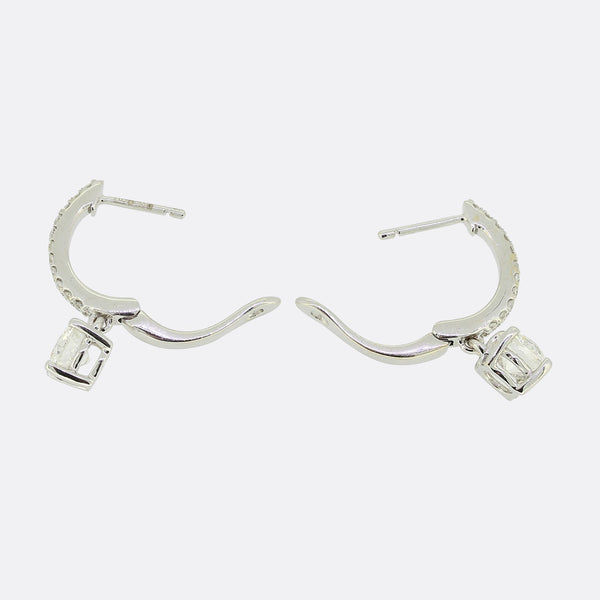 1.20 Carat Brilliant Cut Diamond Hoop and Drop Earrings
