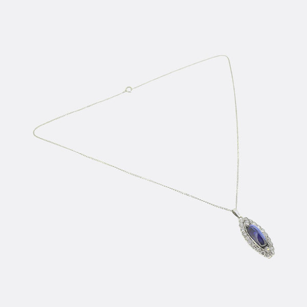 Art Deco Sapphire and Diamond Pendant Necklace