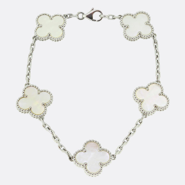 Van Cleef & Arpels Vintage Alhambra Five Motif Mother of Pearl Bracelet