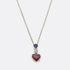 Vintage Ruby Heart Sapphire and Diamond Necklace