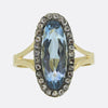 Aquamarine and Rose Cut Diamond Dress Ring