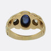 Antique Cabochon Sapphire and Diamond Three-Stone Ring