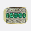Vintage Emerald and Diamond Three-Row Ring