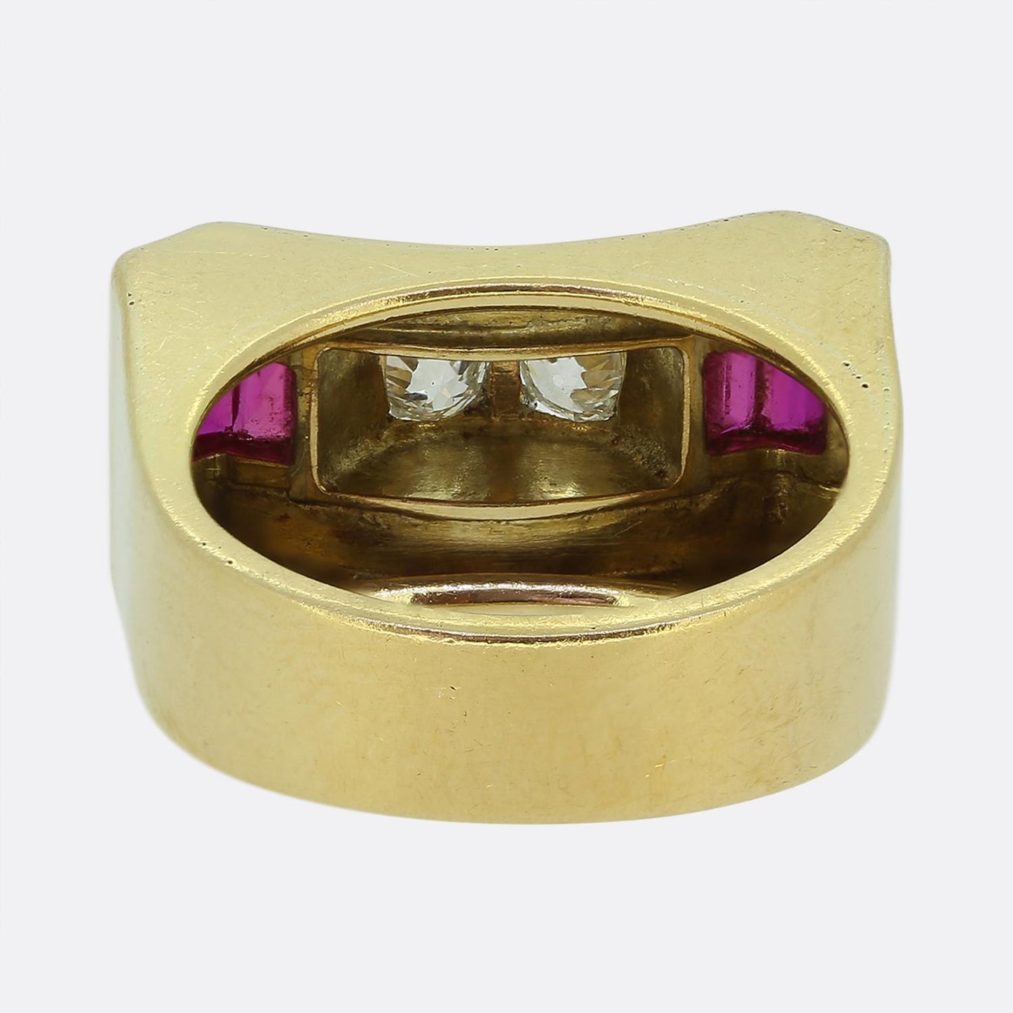 Retro Old Cut Diamond and Ruby Ring