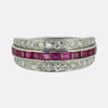 Art Deco Sapphire Ruby and Diamond Day and Night Ring