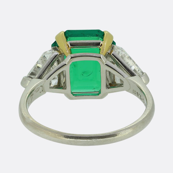 Bvlgari 4.16 Carat Colombian Emerald and Diamond Three-Stone Ring
