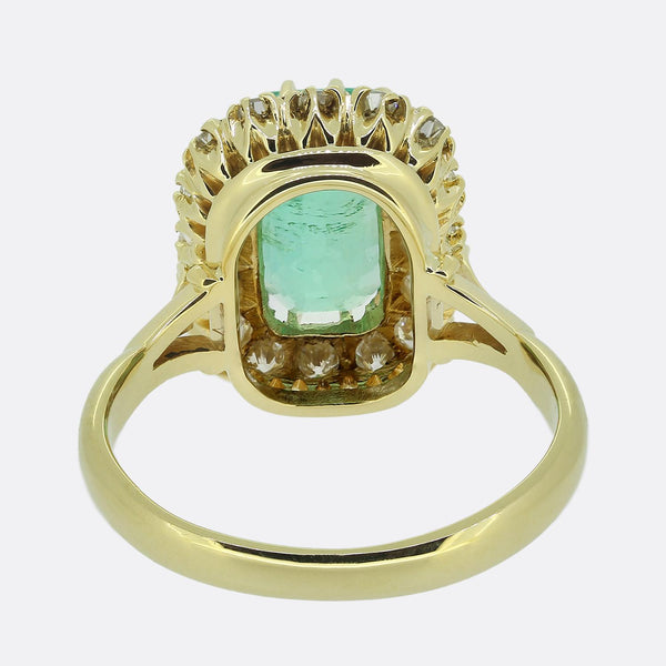 Vintage Emerald and Diamond Cluster Ring