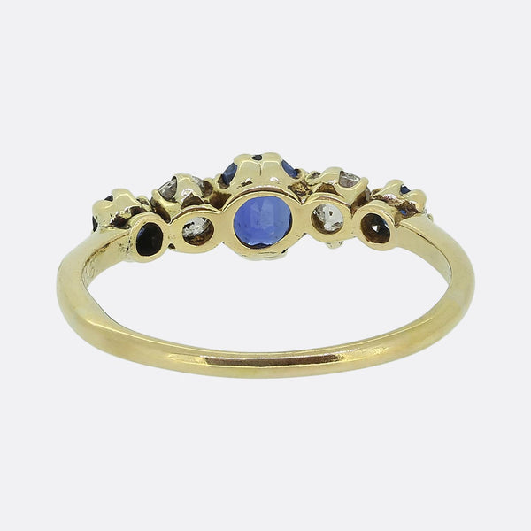Edwardian Sapphire and Dimond Five-Stone Ring