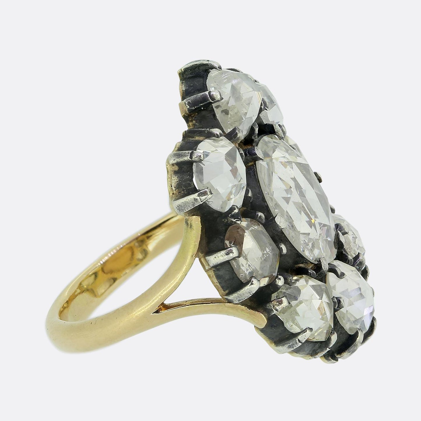 Victorian Rose Cut Diamond Cluster Ring