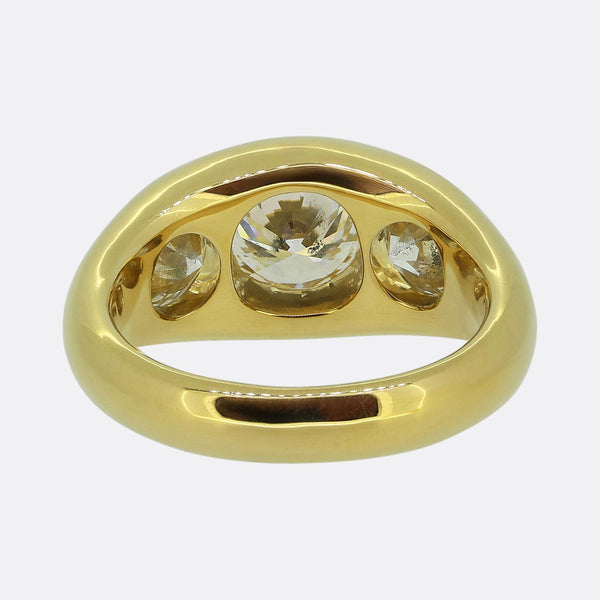 3.46 Carat Old Cut Diamond Three-Stone Ring