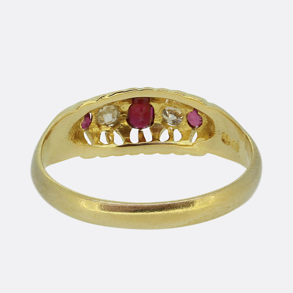 Victorian Ruby and Diamond Five-Stone Ring