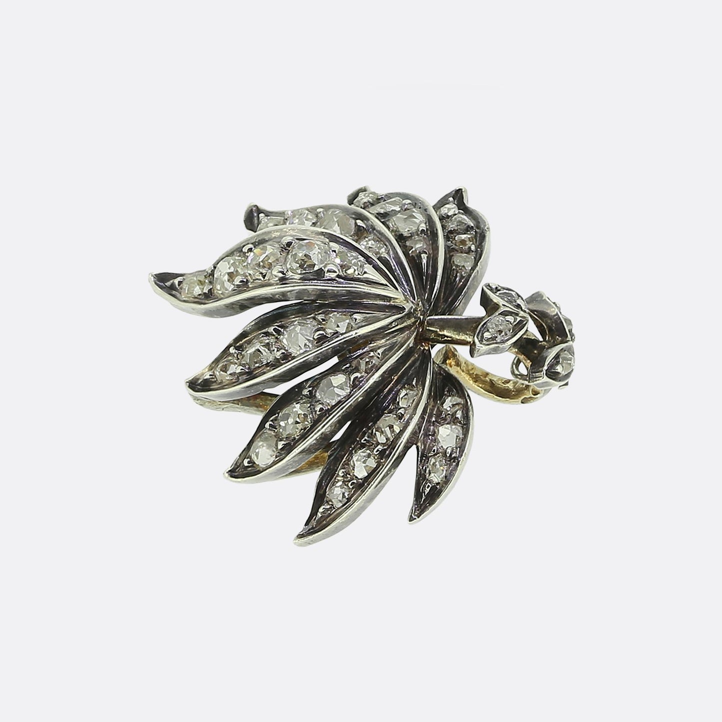 Victorian Old Cut Diamond Leaf Pendant
