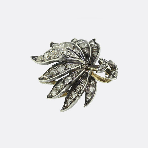 Victorian Old Cut Diamond Leaf Pendant