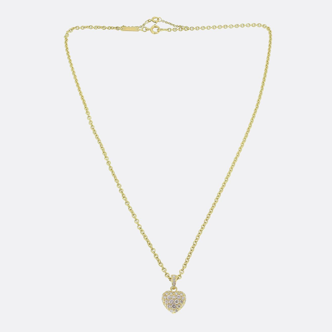 Cartier Pave Heart Pendant Necklace