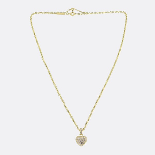 Cartier Pave Heart Pendant Necklace