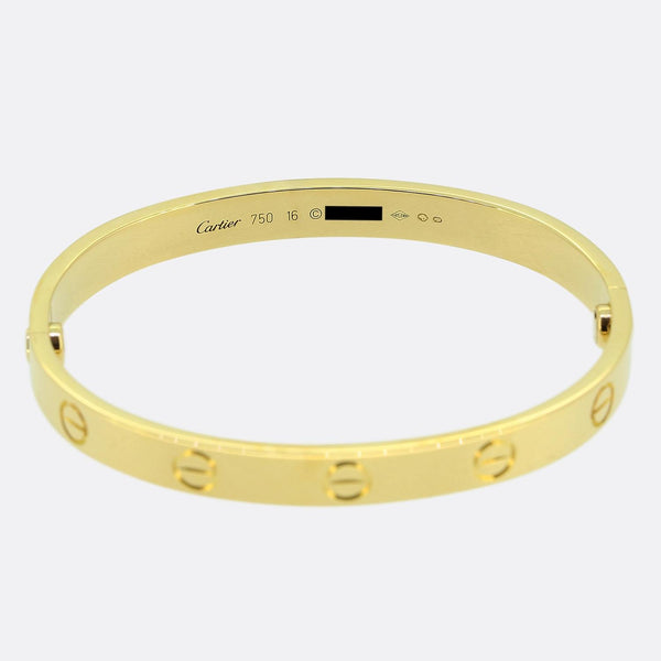 Cartier Classic Model LOVE Bangle Size 16
