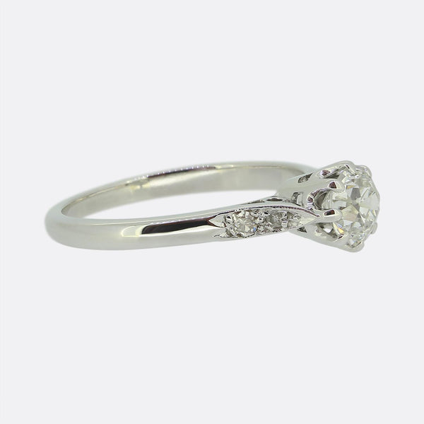 Art Deco 0.66 Carat Diamond Engagement Ring