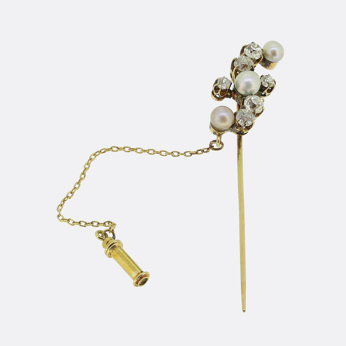 Antique Pearl and Diamond Stick Pin