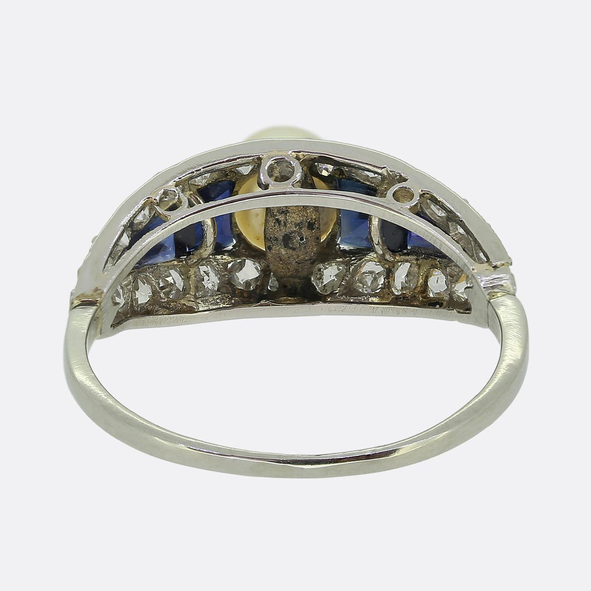 Art Deco Pearl Sapphire and Diamond Ring