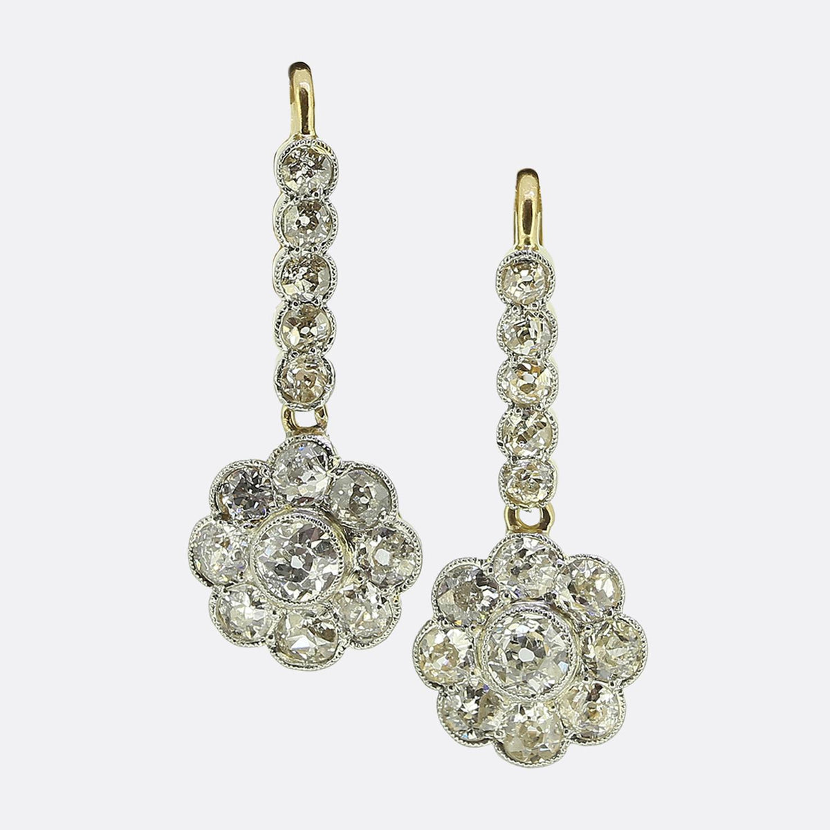 Edwardian Old Cut Diamond Drop Earrings