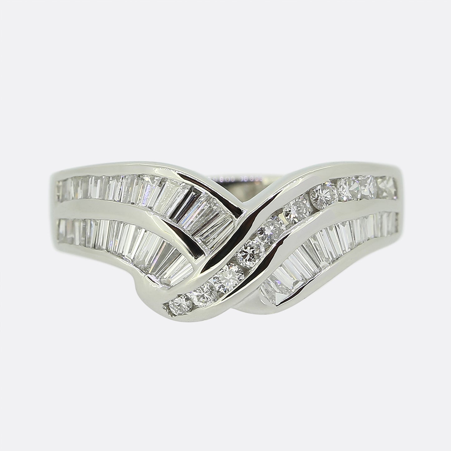 Baguette Cut Diamond Crossover Ring