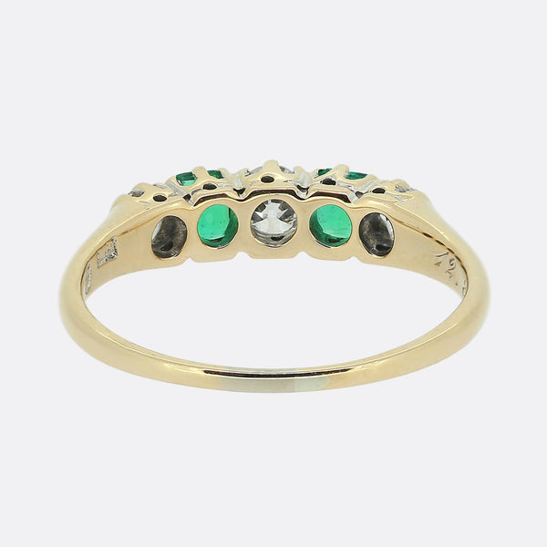 Antique Emerald and Diamond Five-Stone Ring