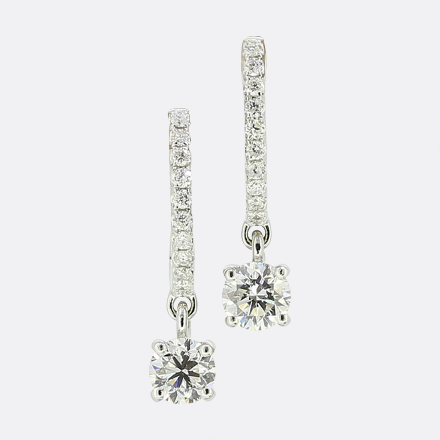 0.80 Carat Brilliant Cut Diamond Hoop and Drop Earrings