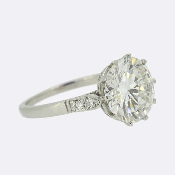 4.02 Carat Transitional Cut Diamond Solitaire Engagement Ring