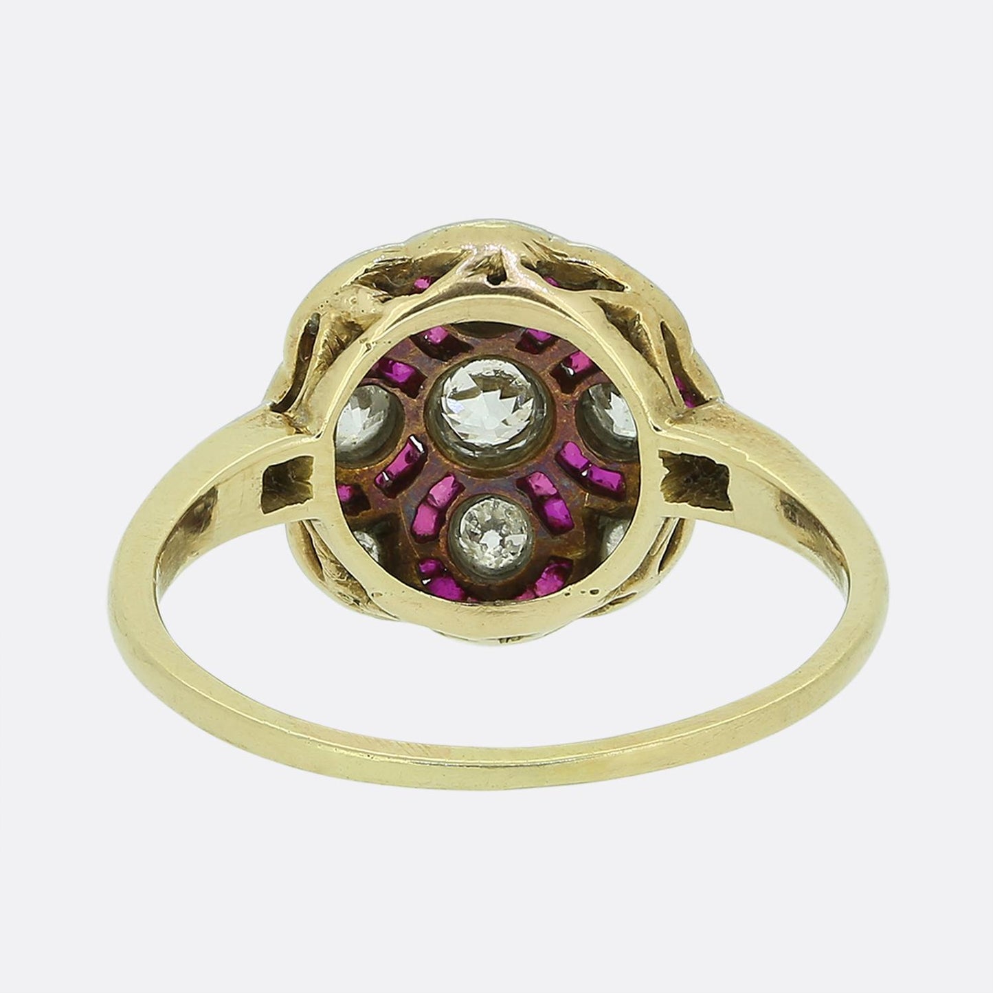 Art Deco Ruby and Diamond Cluster Ring