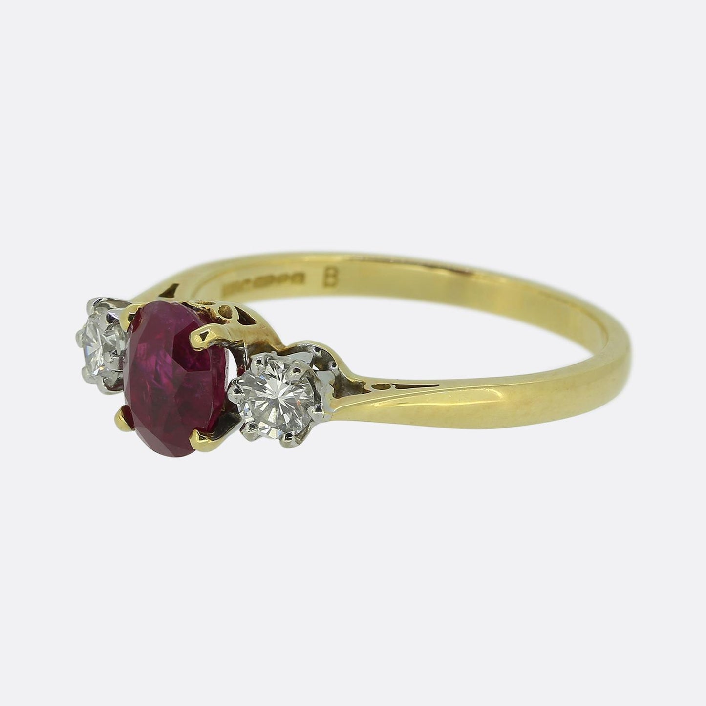 Vintage Ruby and Diamond Three-Stone Ring
