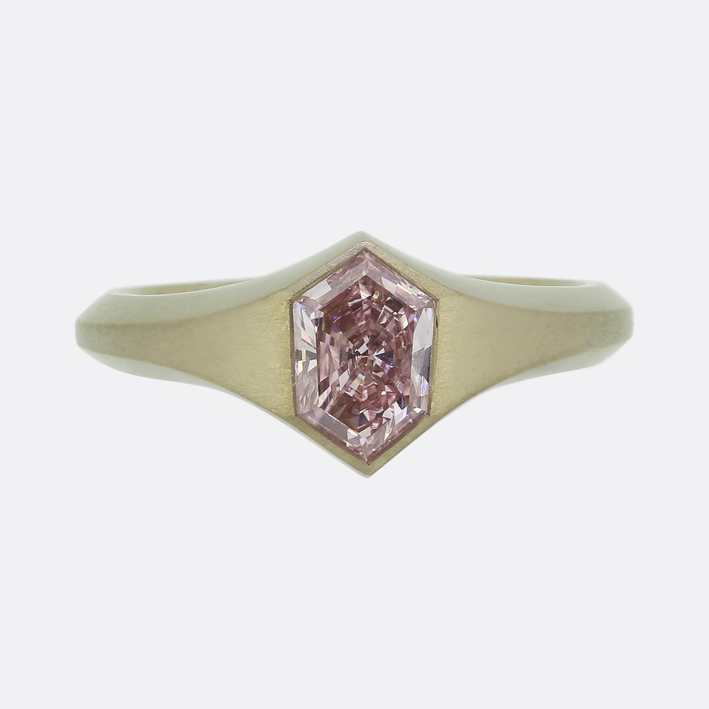 0.92 Carat Hexagonal Natural Fancy Light Pink Diamond Ring