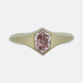0.92 Carat Hexagonal Natural Fancy Light Pink Diamond Ring