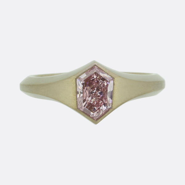 0.92 Carat Hexagonal Natural Fancy Light Pink Diamond Ring
