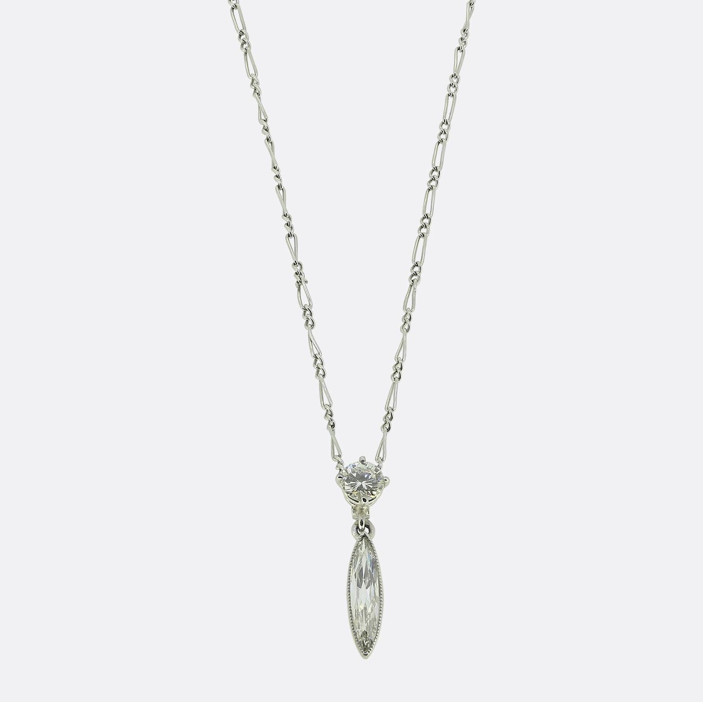 Art Deco Marquise Cut Diamond Necklace