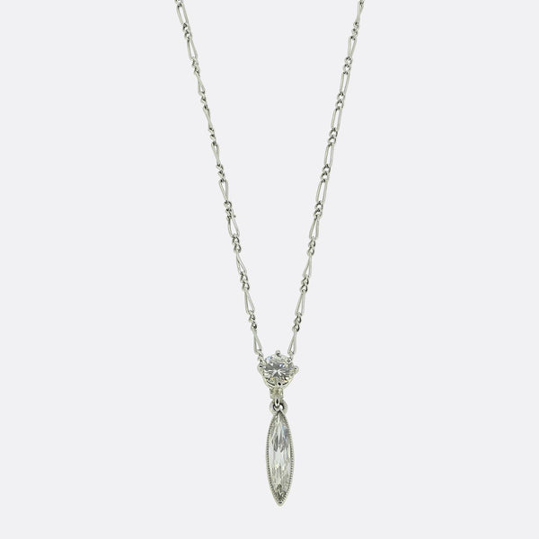 Art Deco Marquise Cut Diamond Necklace
