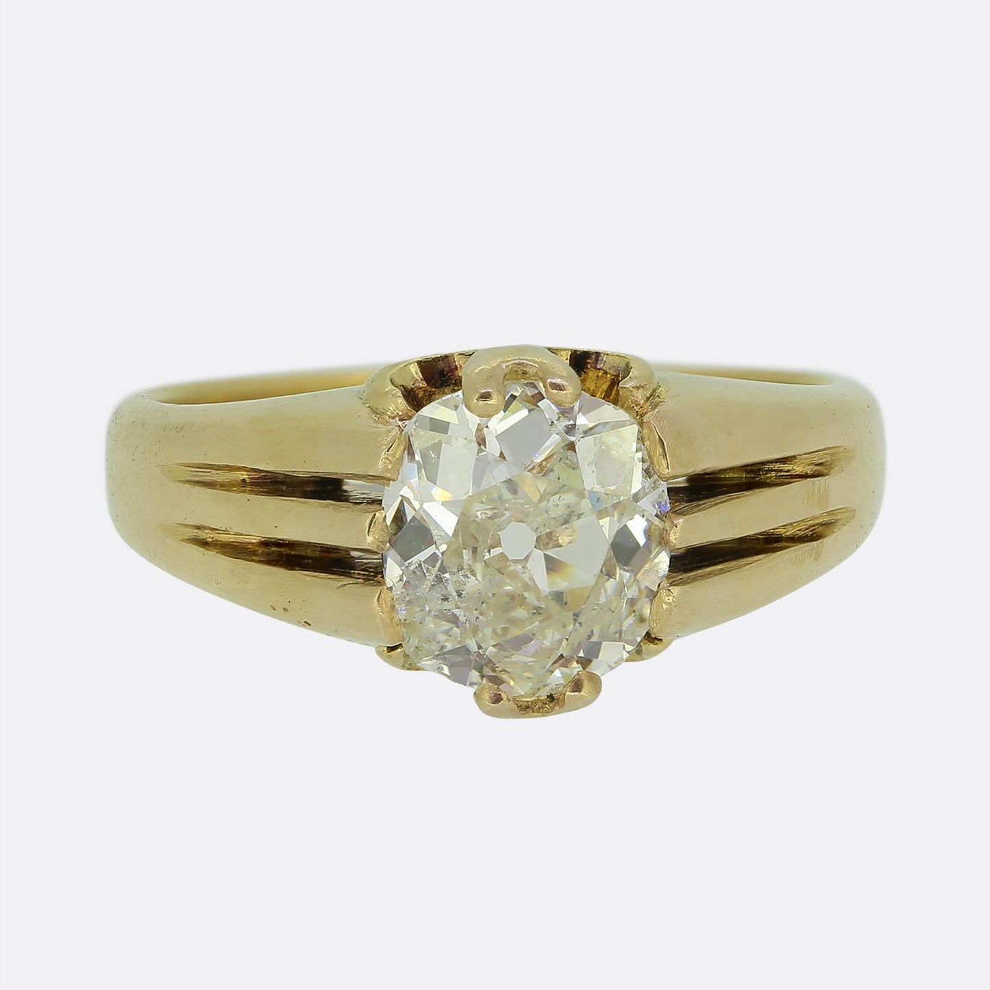Edwardian 2.01 Carat Old Cut Diamond Gypsy Ring