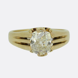 Edwardian 2.01 Carat Old Cut Diamond Gypsy Ring