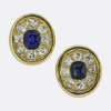 Antique Sapphire and Old Cut Diamond Stud Earrings