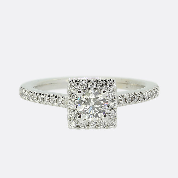 Tolkowsky 0.50 Carat Diamond Halo Ring