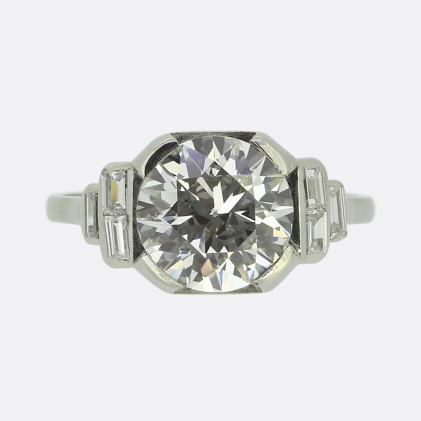 Art Deco 2.37 Carat Diamond Engagement Ring